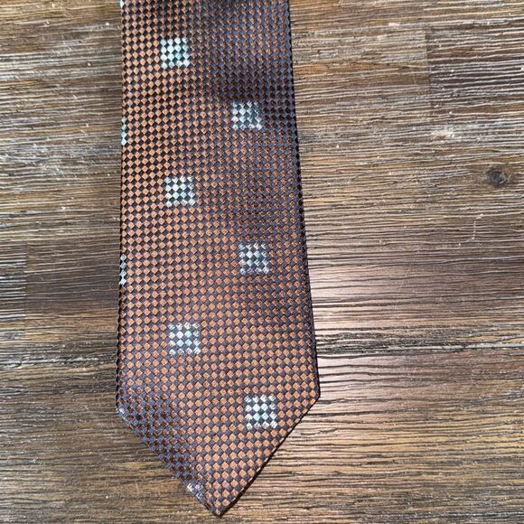 Ermenegildo Zegna Bronze/Blue Pattern Silk Tie - Picture 1 of 5